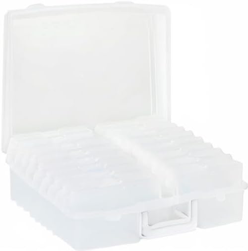 novelinks Transparent 4" x 6" Photo Cases and Clear Craft Keeper with Handle, 16 Inner Photo Organizers & Photo Storage Box, Plastic Photo Storage Containers (Clear)