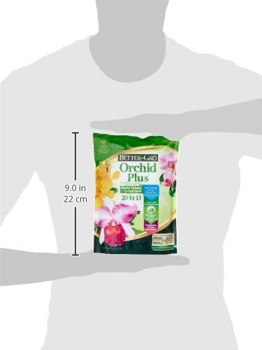 Better-Gro Orchid Plus 20-14-13 - Urea-Free Orchid Fertilizer for Vigorous Growth, Water Soluble, Nitrate Nitrogen-Rich, Ideal for Indoor Potted Plants and Tropical Plants - 16 oz Resealable Bag