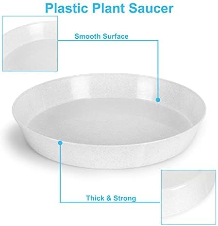 10 Inch (8.3in Base) Single Plant Saucer - White Granite Colored Polypropylene Made in USA