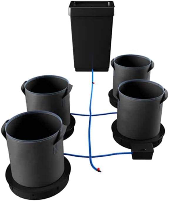 AutoPot 4 Pot XXL System with 9 Gallon Pots and 12.4 Gal Tank - Self-Watering, Gravity-Fed System for Hydroponics (4Pot - 9 Gallon - 12.4 Gallon Tank) Indoor, Black