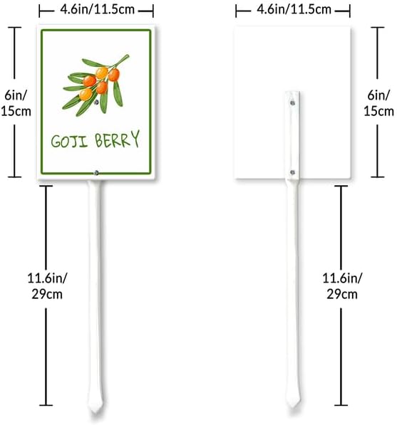 Goji Berry Marker Yard Sign with Stakes 4.6in×6in, Aluminum Yard Signs, Waterproof Plant Marker Reusable Garden Stake Tags with Vegetable Names for Nursery Outdoor Garden