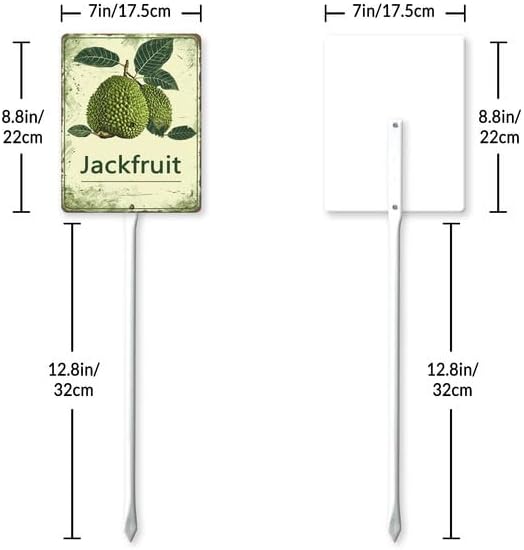 Uptell Vintage Aluminum Jackfruit Fruit Signs Yard Sign with Stake for Garden Fruit Garden Label Stakes Plant Markers for Outdoor Plants Waterproof 7x8.8 inch