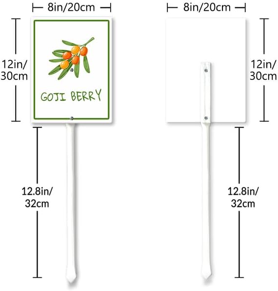 Goji Berry Marker Yard Sign with Stakes 8in×12in, Aluminum Yard Signs, Waterproof Plant Marker Reusable Garden Stake Tags with Vegetable Names for Nursery Outdoor Garden