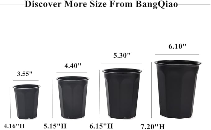 BangQiao 14 Pack 4.40 Inch Black Plastic Deep Nursery and Seedling Pots, Round Planter Container for Transplanting, Cutting, Succulent