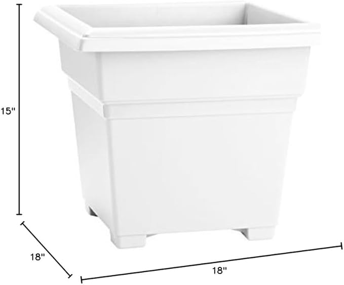 Novelty Root & Vessel Countryside Square Tub Planter, White, 18-Inch