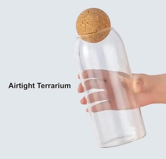 Glass Terrarium with Airtight Wood Lid (Ball Cork) | Closed Terrarium Planter | Clear Glass Bottle Jar Container | 1200ml / 40oz | Moss Terrarium Jar | Indoor Ecosystem Decoration Gifts (Only Jar)