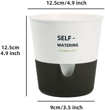 5/6.5/7.5 Inch Self Watering Pots for Indoor/Outdoor ,4 Pack plastic Planters for Indoor Plants with Drainage Holes and Saucers, Modern Decorative Flower Pot for Plants (White, 5-Inch, 4-Pack)