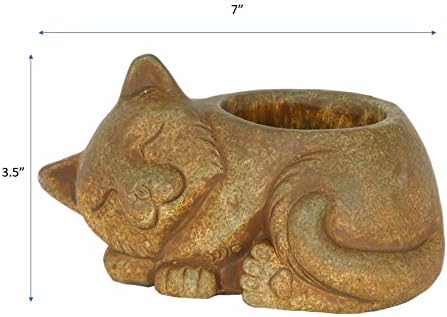 Classic Home and Garden Cement Buddies Animal Planter - Cute Desk Decoration - UV Coated Animal Vase w/Drain Plug - Succulent Plant Pot for Indoor/Outdoor Use (Cat Planter, Rust, Small)