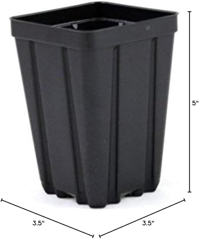 Square Greenhouse Pots 3.5 inch x 5 inch- Black - Plastic - Deep - Qty 100 by Growers Solution