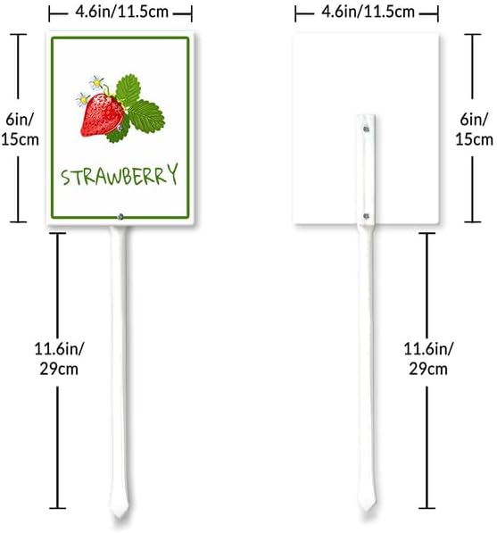 Strawberry Marker Yard Sign with Stakes 4.6in×6in, Sturdy Aluminum Yard Signs, Plant Markers for Vegetable Flowers Plants, Plant Labels Sign, Outdoor Garden Stakes Supplies for Plant