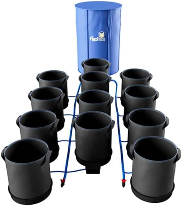 AutoPot 12 Pot XXL System with 13 Gallon Pots and 60 Gallon FlexiTank - Self-Watering, Gravity-Fed System (12Pot - 13 Gallon - 60 Gallon FlexiTank) Indoor, Black