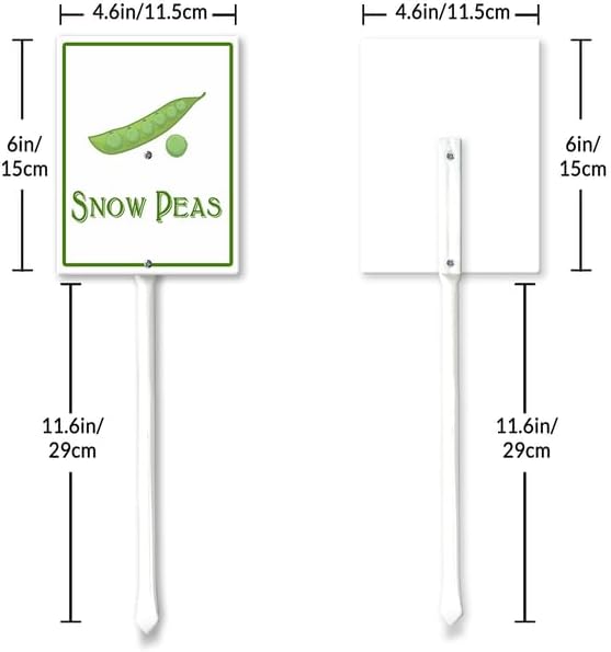 Snow Peas Marker Yard Sign with Stakes 4.6in×6in, Aluminum Yard Signs, Waterproof Plant Marker Reusable Garden Stake Tags with Vegetable Names for Nursery Outdoor Garden
