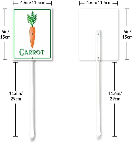 Carrot Marker Yard Sign with Stakes 4.6in×6in, Sturdy Aluminum Yard Signs, Plant Markers for Vegetable Flowers Plants, Plant Labels Sign, Outdoor Garden Stakes Supplies for Plant