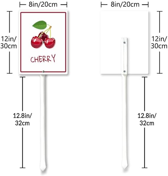 Cherry Marker Yard Sign with Stakes 8in×12in, Aluminum Garden Signs, Garden Plant Markers Garden Potted Plants Labels for Vegetable Flowers Funny Garden Stakes Decorations