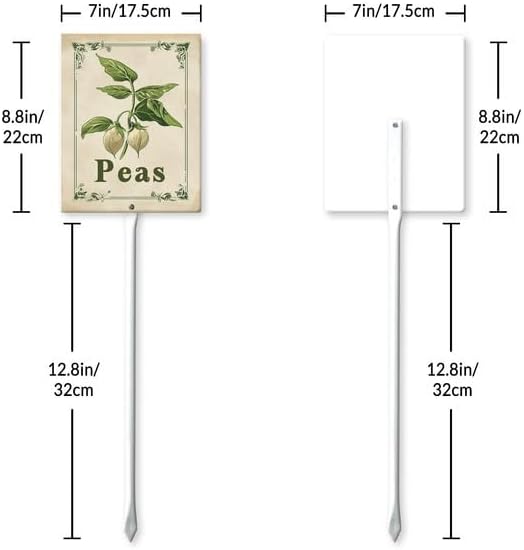 Uptell Vintage Vegetable Signs for Garden with Stake Peas Yard Sign Vegetable Garden Label Stakes Plant Markers for Outdoor Plants Waterproof 8.8x7inch