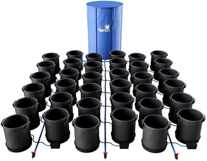 AutoPot 36 Pot XXL System with 13 Gallon Pots and 105 Gallon FlexiTank - Self-Watering, Gravity-Fed Hydroponic Indoor System (36Pot - 13 Gallon - 105 Gallon FlexiTank) Black