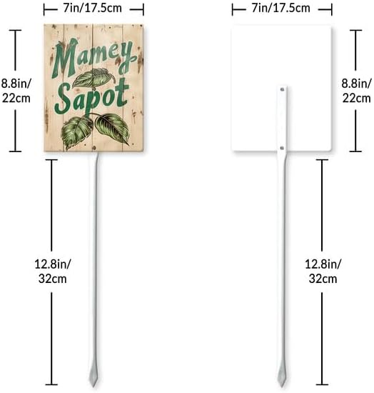 Uptell Vintage Aluminum Mamey Sapot Fruit Signs Yard Sign with Stake for Garden Fruit Garden Label Stakes Plant Markers for Outdoor Plants Waterproof 7x8.8 inch