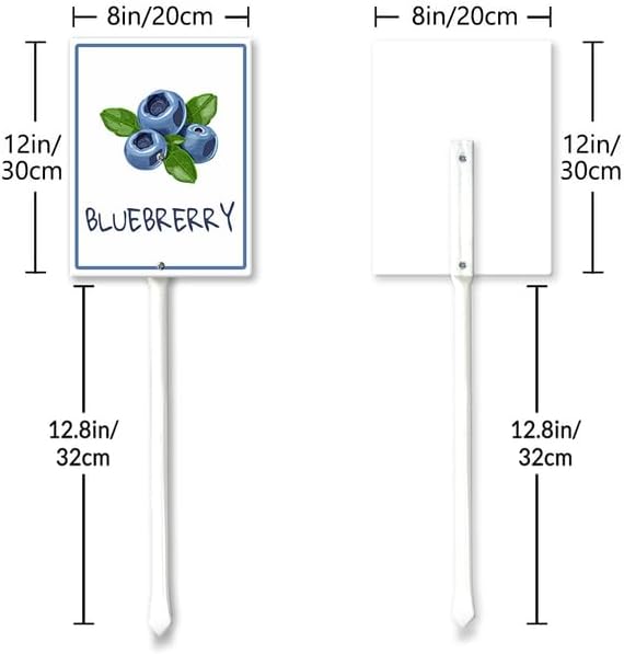 Blueberry Marker Yard Sign with Stakes 8in×12in, Aluminum Yard Signs, Waterproof Plant Marker Reusable Garden Stake Tags with Vegetable Names for Nursery Outdoor Garden