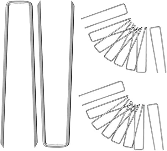 12 Inch Garden Landscape Staples Stakes, 26 Pcs Galvanized Garden Stakes Heavy Duty Metal Ground Stakes for Securing Lawn Fabric