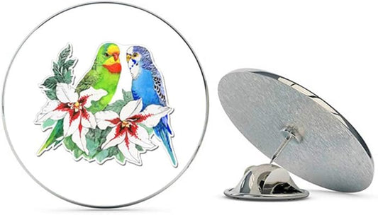Cute Parakeets Design Modern Metal 0.75" Lapel Hat Pin Tie Tack Pinback