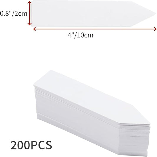 Quluxe 100 Pcs 4 Inch White Plant Markers Plastic Plant Name Tags Seedling Garden Labels Marker for Gardener