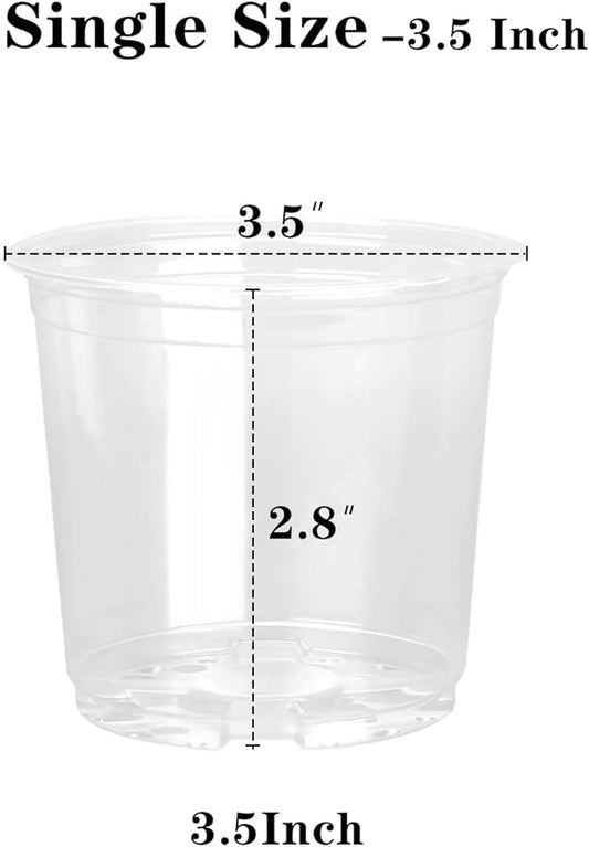 20 Pack 3.5 Inch Clear Nursery Pots for Plants, Clear Plastic Plant Pots with Drainage Holes, Flexible Nursery Pots Variety Pack, Seedling Planter Seed Starter Pots (3.5 Inch)
