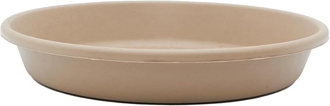 The HC Companies Flower Pot Saucers - Plastic Plant Saucer for Outdoors & Indoors - Traditional Design Plant Pot Trays for Water Drainage - Durable & Stylish Round Plant Tray (8-inch Sandstone)