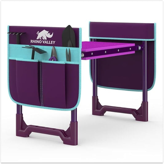 Garden Kneeler and Seat, Heavy Duty 2 in 1 Gardening Stool with Tool Side & Tote Bags, Foldable Gardening Bench to Relieve Knee & Back Pain, Garden Chair Gifts for Women, Seniors