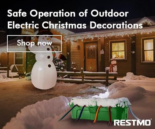RESTMO Outdoor Electrical Box, IP54 Weatherproof Extension Cord Cover with 6 Cable Entry Ports, Waterproof Connection Box Protect Power Strip, Timer, Plug, Holiday Lights, (11.5x5.2x4 inch), Green