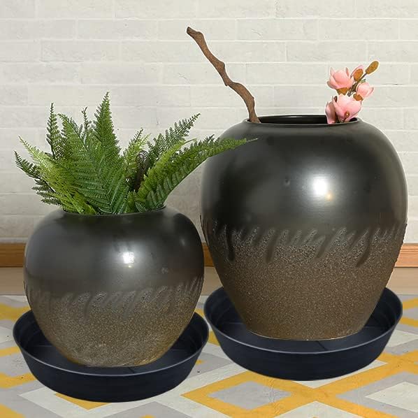 Plant Saucer 16 Inch 2 Pack 10 12 14 16 18 20 25, Plastic Plant Trays for Pots,Extra-Deep Plant Water Dray Tray, Bird Bath Bowl, Heavy Flower Plant Saucers Indoors and Outdoor No Holes