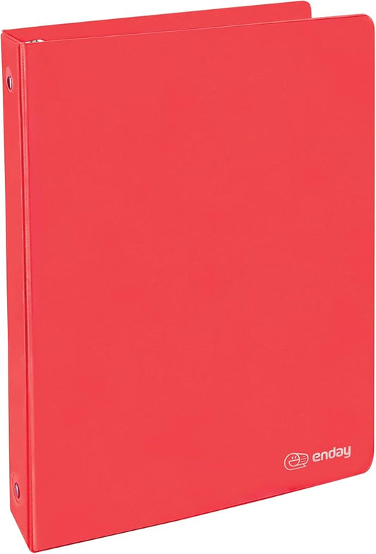 1 Inch 3 Ring Binder 1” Binder Red Clear View Cover with 2 Inside Pockets, Colored School Supplies Office and Home Binders – by Enday