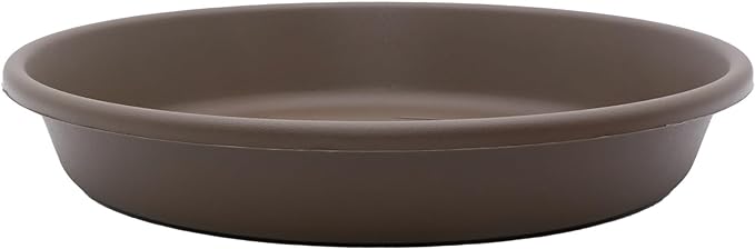 The HC Companies 16 Inch Round Plastic Classic Plant Saucer - Indoor Outdoor Plant Trays for Pots - 16"x16"x3" Chocolate
