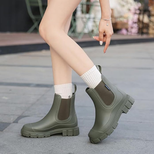 Harssidanzar Womens Rain Boots Waterproof Garden Shoes Anti-Slip Short Rain Boots for Outdoor Work HL217US