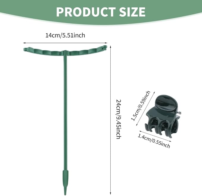 12 Pack Plant Support Stake,Half Round Plant Support Ring with 20 Pcs Clips,Plastic Plant Cage Plant Cage Holder for Small Plant Flower Vegetable,Indoor Leafy Plants(green,Size:9.45 x 5.51inch)