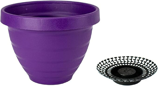 The HC Companies Rings Flower Planter - Self Watering Plant Pots for Herbs & More - Round Lightweight Outdoor & Indoor Planter (12" Purple, Pack of 2)