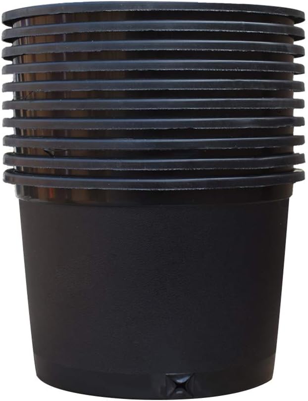 Nursery Pot 1 Gallon 1 Gal 2 Gal 3 Gal 5 Gal 7 Gal 10 Gal 15 Gal Nursery Container Injection Molded Pot Fit for Plants Soil Growers or Hydroponics (10,2 Gallon Short)