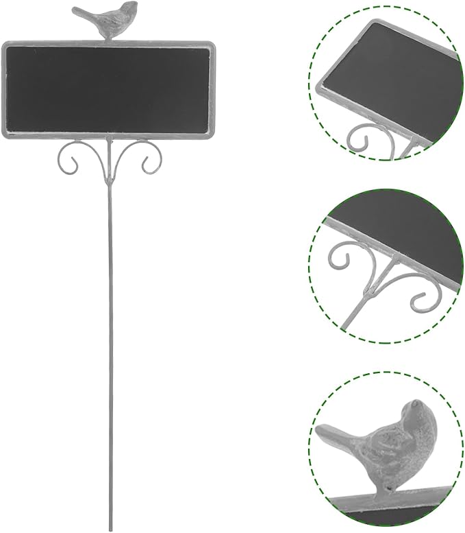 Metal Plant Label Garden Markers Bird Planting Garden Stake Signs Chalkboard Succulent Label for Outdoor Nursery Tags