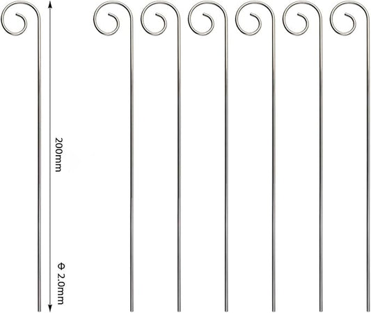 20 Pcs Silver 20cm Plant Label Hooks - Garden Markers Hanger Sign Stake - Rustproof Deformed Hooks Hanging Rods Label with Marker for Flower Planter Container Accessories Outdoor Hanging Brackets