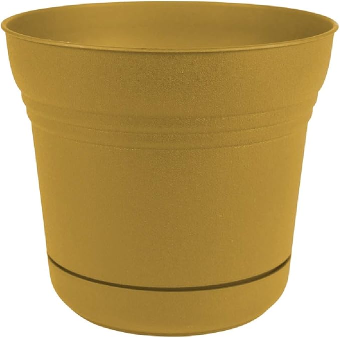 Bloem Saturn Planter w/Saucer (SP0523), Earthy Yellow, 5", 5"