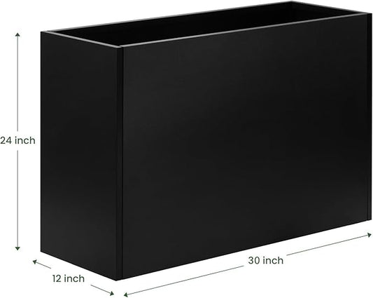 Heavy Duty Steel Raised Planter Box 30”x12”x24 with Adjustable Shelf - Rust-Resistant Large Indoor/Outdoor Garden Container, 6 Drainage Holes, Reinforced Metal for Patio, Balcony, Deck
