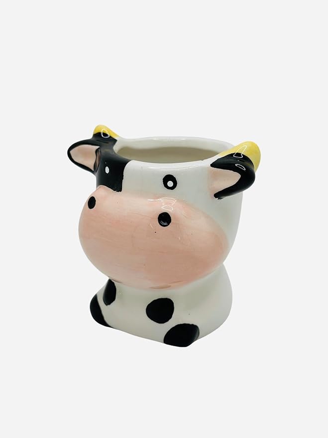 CZ Grain 1 Pot | 3 Inch | Small Succulent Plant Ceramic Animal Pot, Cute Home and Office Decor (Cow)