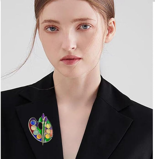 ONLYJUMP Painter Palette Brooch Pin for Women Girls Dainty Colorful Paint Palette Brush Artist Painter Lapel Pin Gift Jewelry Art Teacher Hat Bag Suit Tie Birthday Xmas Badges Painting Lovers Jewelry Gift
