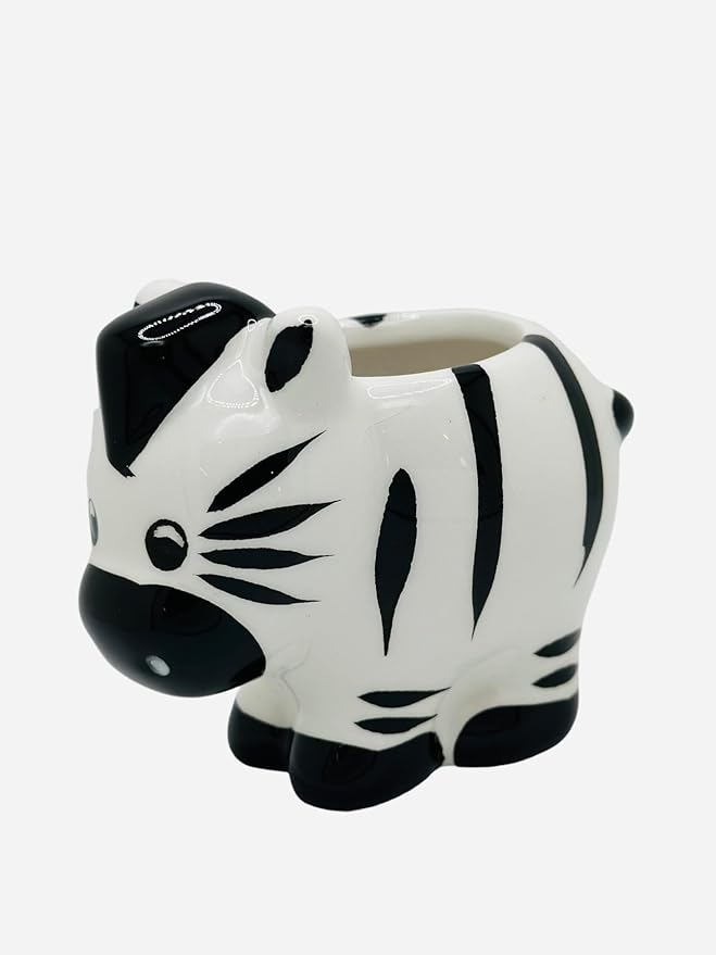 CZ Grain 1 Pot | 3 Inch | Small Succulent Plant Ceramic Animal Pot, Cute Home and Office Decor (Zebra)