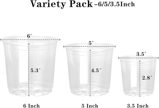 21 Pack 3.5/5/6 Inch Clear Nursery Pots for Plants, Clear Plant Pots with Drainage Holes, Flexible Plastic Plant Pots, Seedling Planter Seed Starter Pots(3.5+5+6 Inch)