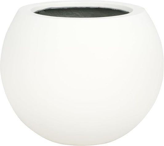 SAFAVIEH Outdoor Patio Furniture Gerand White Concrete Ficonstone Round Planter Pot (Fully Assembled)