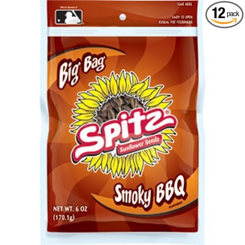 SPITZ Smoky Sunflower Seed, BBQ, 6-Ounce (Pack of 12)