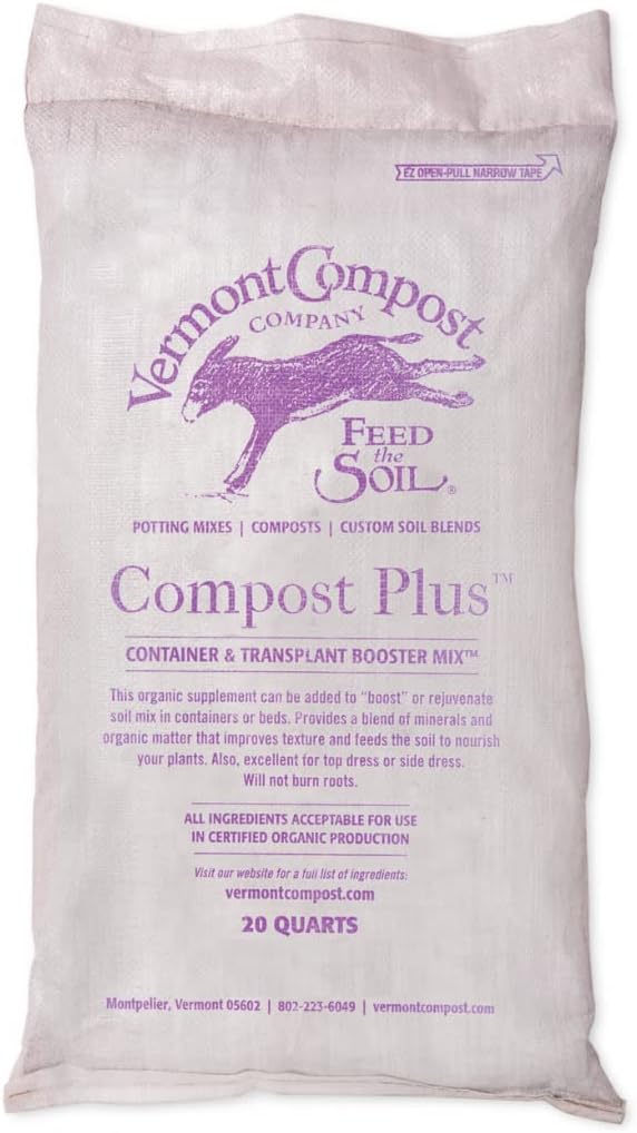 Compost-Plus Organic Container and Transplant Booster Mix | All-Natural Potting Soil for Plants & Vegetable Gardening - 20 Quarts | Gardener's Supply Co Exclusive