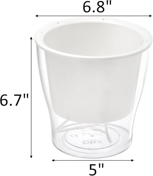 ZOOFOX 4 Pack Self Watering Pots for Indoor Plants, 7 Inch Large Clear Plastic Automatic-Watering Plant Pot, Modern Decorative Pot for Indoor Plants, Flowers, Herb, Aloe, Orchid, African Violets