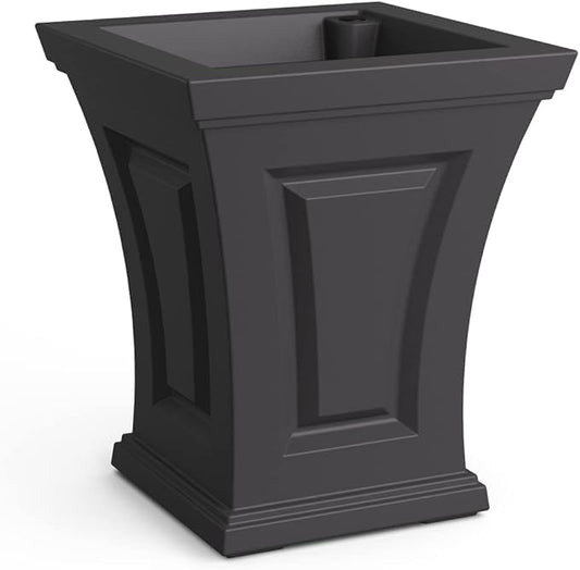 Mayne Cambridge 18in Tall Planter - Graphite Grey - 15.4in x 15.4in x 18in - with Built-in Water Reservoir (4870-GRG)