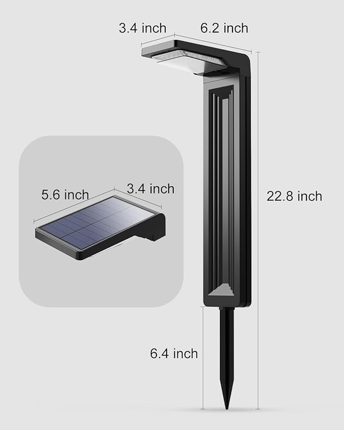 6 Pack Solar Powered Pathway Lights Outdoor Waterproof 30 LED Bright Walkway Landscape Lamp for Outside, Path, Driveway, Sidewalk, Yard, Lawn, Garden, Trail, Modern Design and 2 Modes (Warm White)